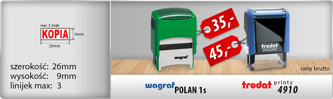 automaty samotuszujące Wagraf 1s i Trodat 4910 Wagraf Polan 1s - 35zł, Trodat Printy 4910 - 45zł
